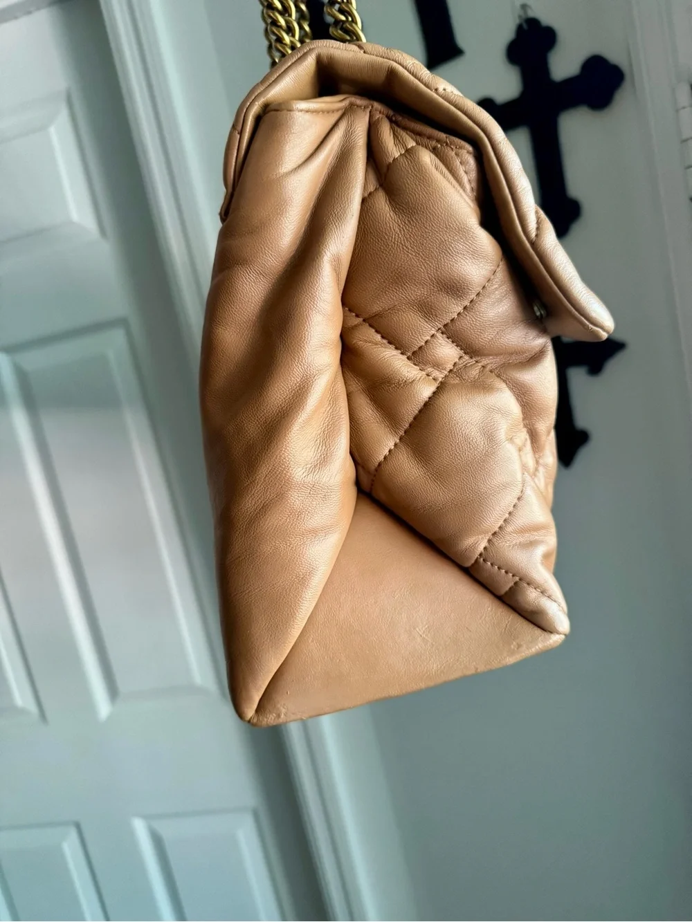 Kurt Geiger Tan Quilted Kensington XXL Leather Gold Hardware